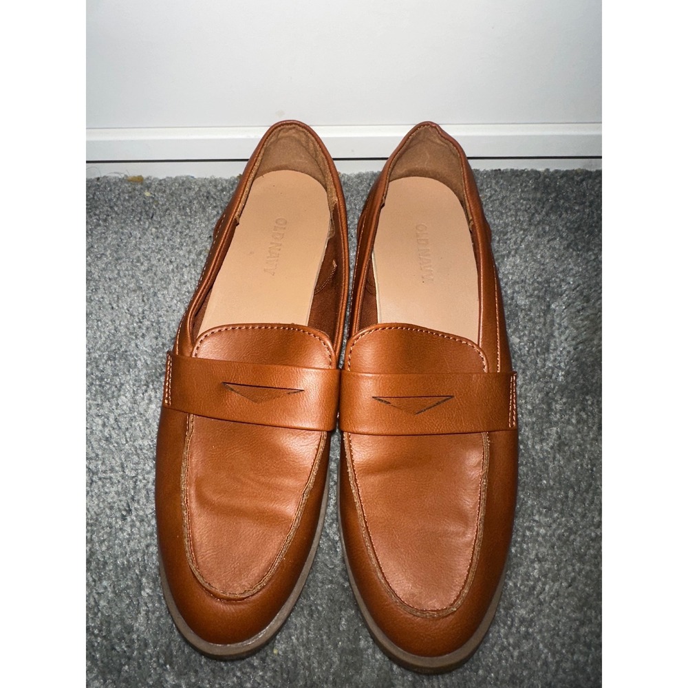 Old Navy Modern Loafer Cognac Brown Faux Leather Penny Loafers Womens Sizeβ 7